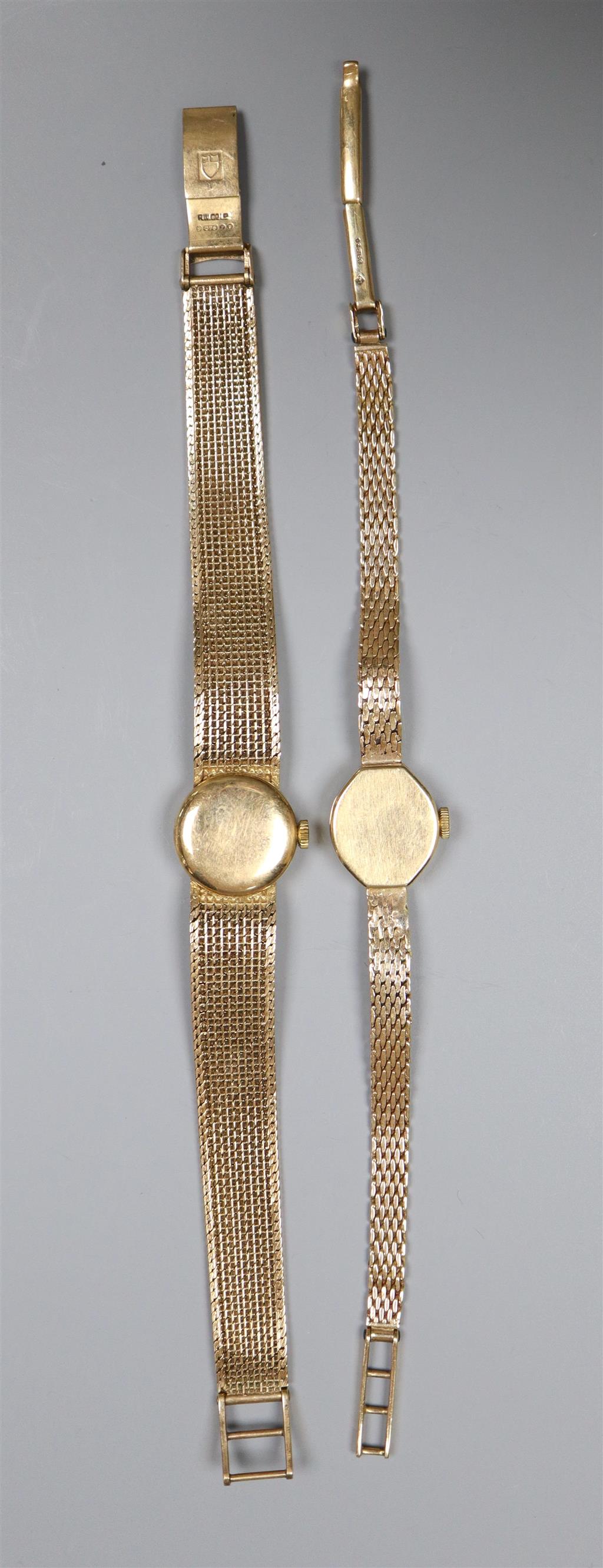 Two ladys 1960s/1970s 9ct gold manual wind wrist watches, Tudor Royal and Audax,